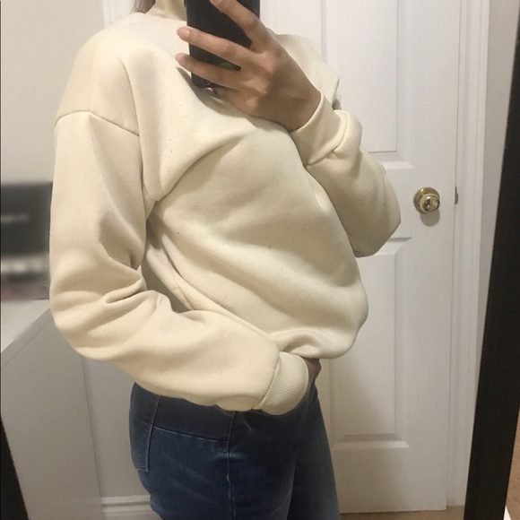 Unisex Beige Long Sleeve Comfy Sweatshirt - Picture 3 of 4